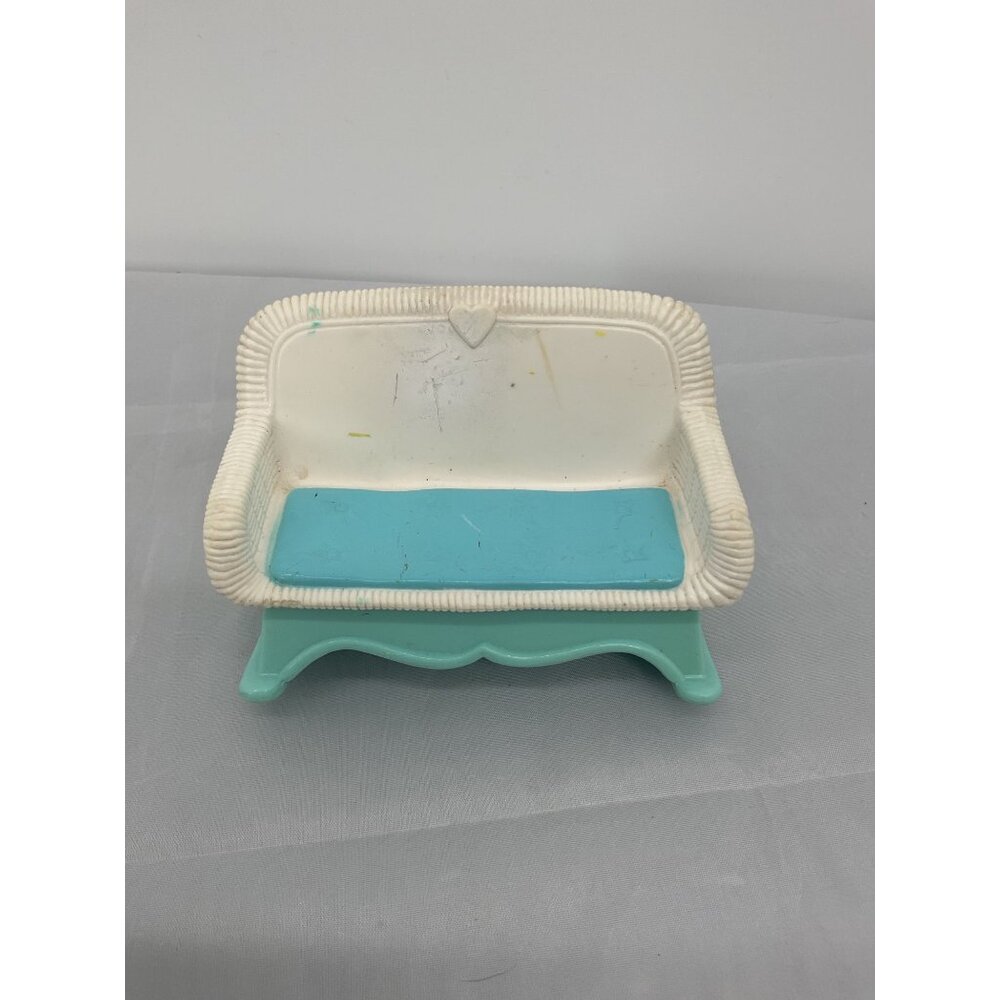 vintage 1993 Fisher-Price Loving Family Dollhouse blue glider wicker rocking sof